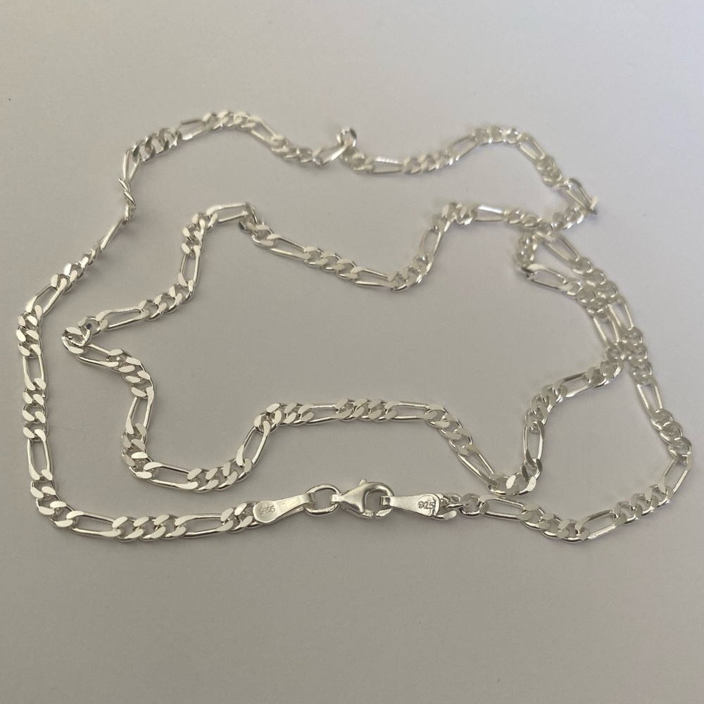 Unisex 925 Silver 3mm necklace 22.5 inch figaro chain - Picture 6 of 6